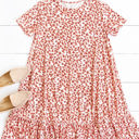 Large Red Small Floral Ruffle Rudy Swing Dress