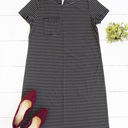 Large Black Stripe Kami Pocket T-shirt Dress