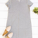 Large Gray Stripe Kami Pocket T-shirt Dress