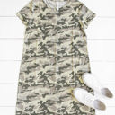 Large Green Camo Kami Pocket T-shirt Dress