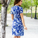 Large Navy / Orange Patterned Wrap Front Berkeley Dress