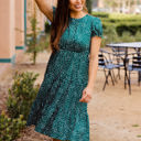 Medium Green Dot Tiered Empire Waist Sarah Dress