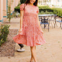 Large Orange Red Floral Tiered Empire Waist Sarah Dress