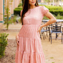 Large Peach Dot Tiered Empire Waist Sarah Dress