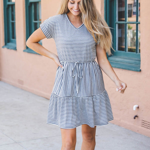 Tie Waist Skinny Stripe Sydney Dress