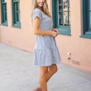 Small Charcoal Tie Waist Skinny Stripe Sydney Dress