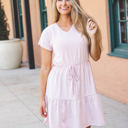 Medium Pink Tie Waist Skinny Stripe Sydney Dress