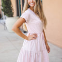 Medium Pink Tie Waist Skinny Stripe Sydney Dress