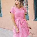 Large Red Tie Waist Skinny Stripe Sydney Dress