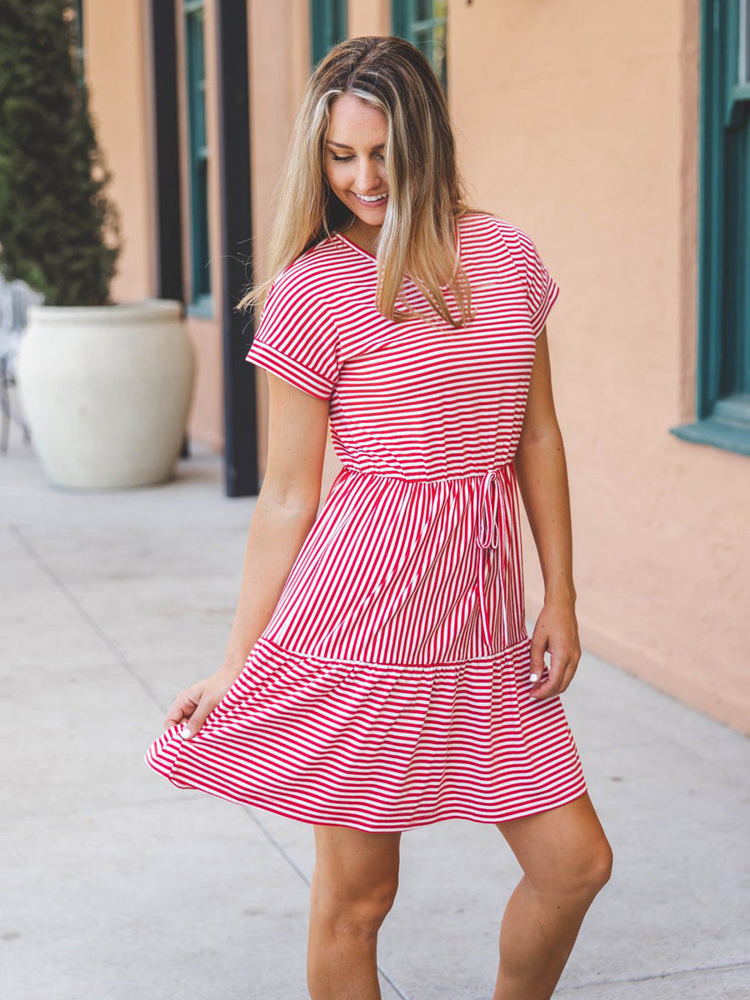 Tie Waist Skinny Stripe Sydney Dress