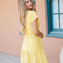 Large Yellow Tie Waist Skinny Stripe Sydney Dress