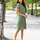 Medium Green Floral Heather T-shirt Pocket Dress