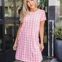  Gingham Pocket Tee Dress