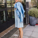 Small Blue Gingham Pocket Tee Dress