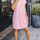 Large Pink Gingham Pocket Tee Dress