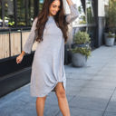 Small Gray Twist Front 3/4 Sleeve Dress