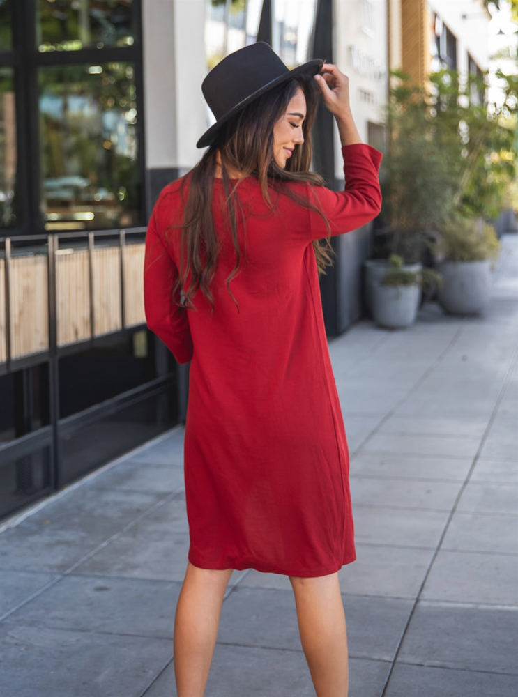 Twist Front 3/4 Sleeve Dress