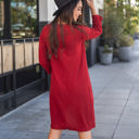 Small Red Twist Front 3/4 Sleeve Dress