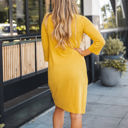 Large Yellow Twist Front 3/4 Sleeve Dress