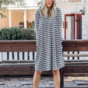 Medium Charcoal Long Sleeve Striped Jamey Dress