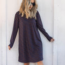 Large Navy / Brown Long Sleeve Striped Jamey Dress