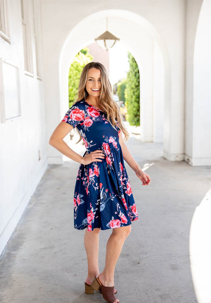 Gathered Waist Floral Grace Dress