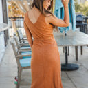 Medium Orange Knit Tie Waist Lennon Tank Dress