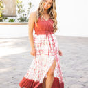 Large Red Tie-Dye Maxi Dress