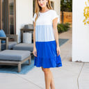 Medium Blue Colorblock Kane Swing Dress