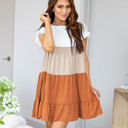 Large Orange Colorblock Kane Swing Dress