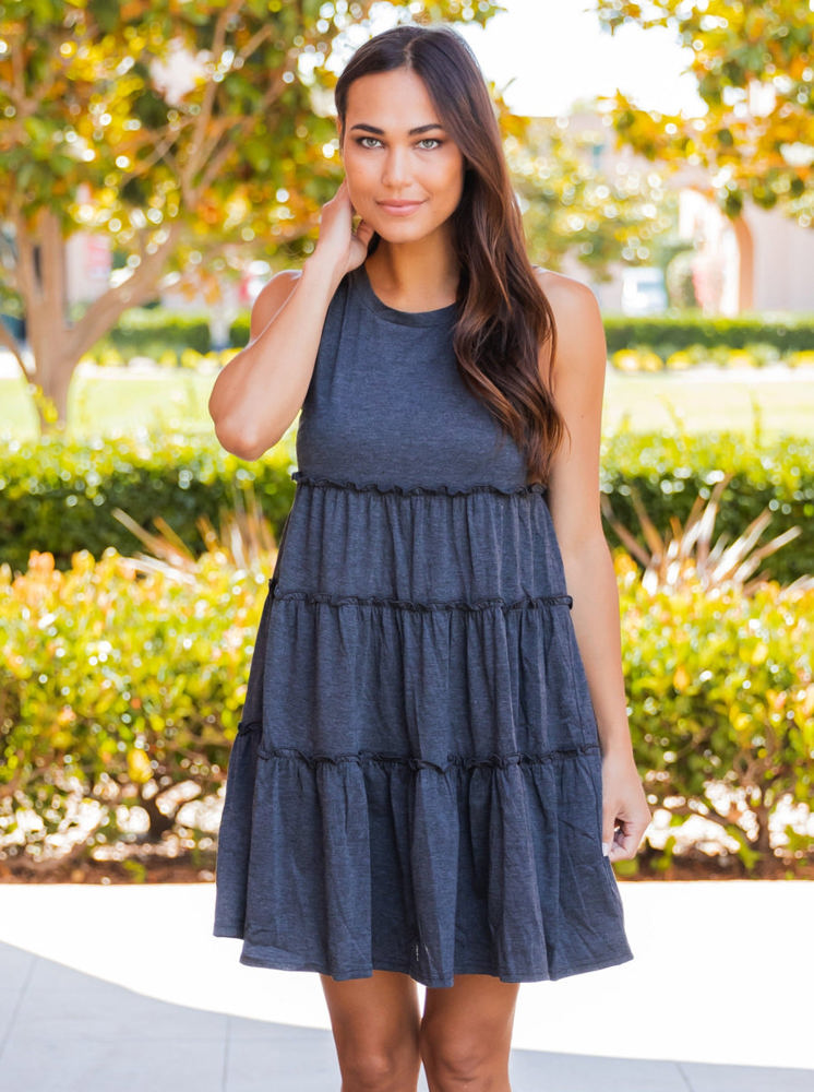 Peplum Ruffle Swing Dress