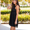 Medium Black Peplum Ruffle Swing Dress