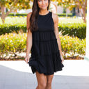 Small Black Peplum Ruffle Swing Dress