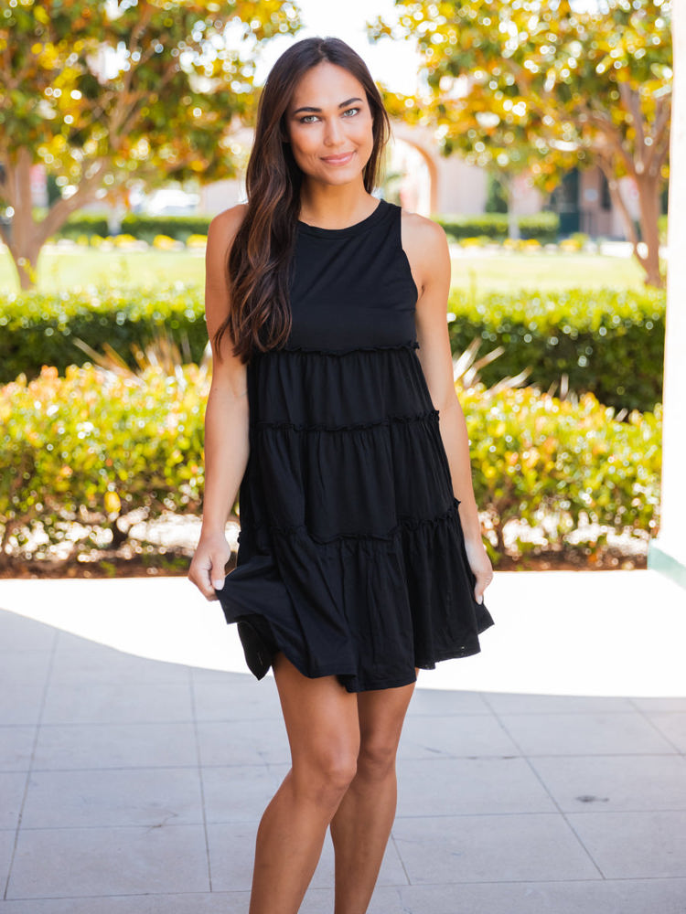 Peplum Ruffle Swing Dress