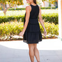 XL Black Peplum Ruffle Swing Dress