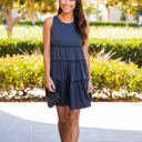 Large Charcoal Peplum Ruffle Swing Dress