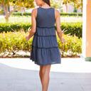 XL Charcoal Peplum Ruffle Swing Dress