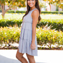 Medium Light Gray Peplum Ruffle Swing Dress