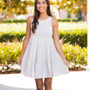 Large Oatmeal Tan Peplum Ruffle Swing Dress