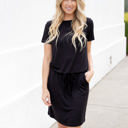 Large Black Emi Tie Front Pocket Dress