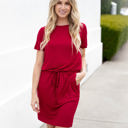 Large Red Emi Tie Front Pocket Dress