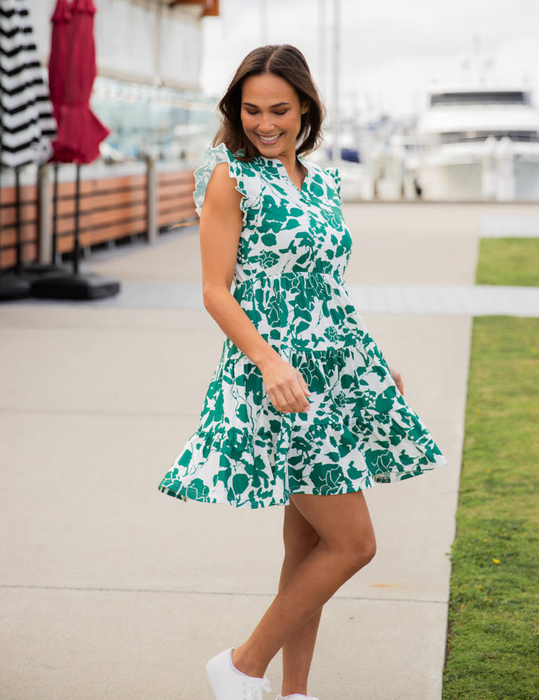 Floral V-neck Tiered Babydoll Dress