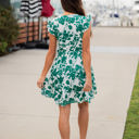 Medium Green Floral V-neck Tiered Babydoll Dress