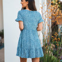 Medium Blue Floral Tiered Melanie Swing Dress