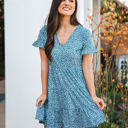 Small Blue Floral Tiered Melanie Swing Dress