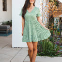 Medium Green Floral Tiered Melanie Swing Dress