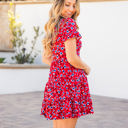 Medium Red Blue Floral Tiered Melanie Swing Dress