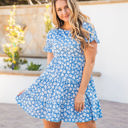 Large Daisy Blue Tiered Eleanora Swing Dress