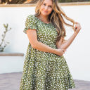 XL Green Dot Tiered Eleanora Swing Dress