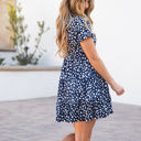 Large Navy Dot Tiered Eleanora Swing Dress